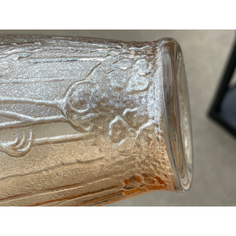 Merigold Carnival Glass Vase Stork Heron Cattails Flowers Iridescent Vintage - Picture 6 of 15